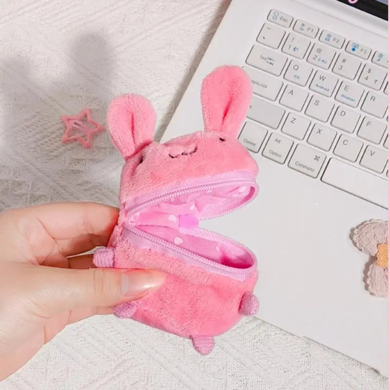 Mini Fluffy Rabbit Plush Coin Purse Keychain – Cute Pouch Plush Coin Purse Axl