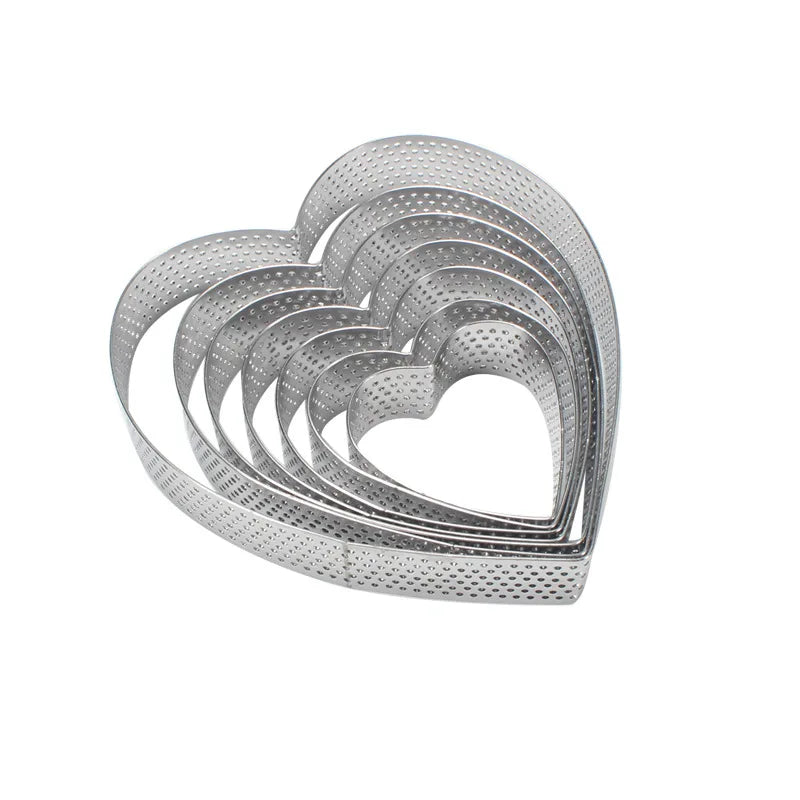 6-Piece Heart Perforated Tart Rings – Stainless Steel Molds Tart Ring Mold Set Axl