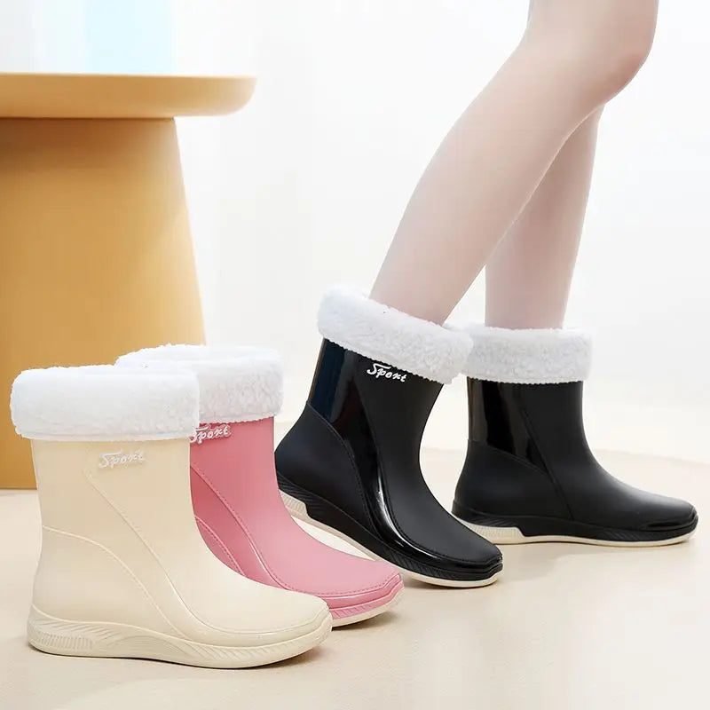 Lorilury Women's Mid-Calf Rain Boots – Waterproof Non-Slip PVC Women's Rain Boots Axl