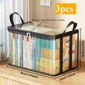 Transparent Flip-Top Storage Box – Large Plastic Organizer Bin Storage Organizer Bin Axl black-3pcs