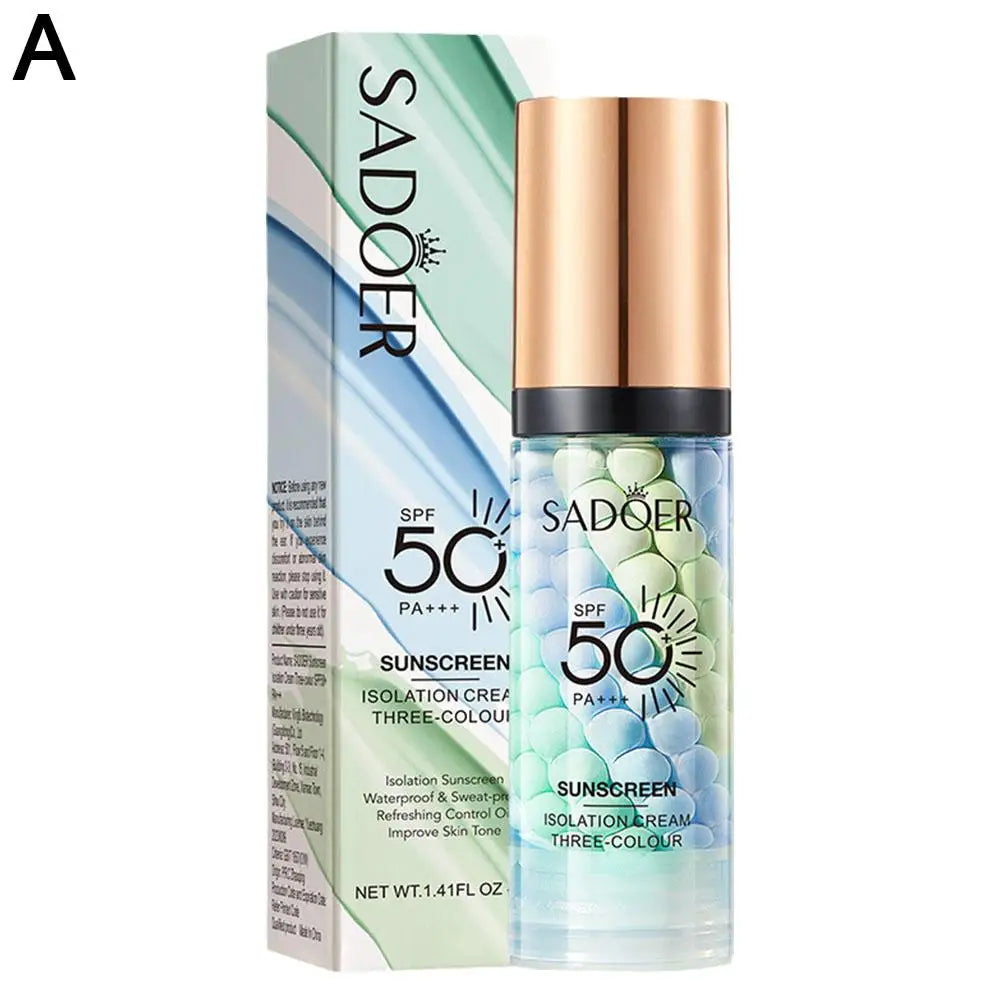 SADOER Tri-Color Makeup Primer SPF50+ Contour Base Cream 40g Makeup Primer Cream Axl A