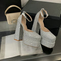 Women's Silver Platform High Heel Sandals | Luxury Party Pumps High Heel Sandals Axl silver 35