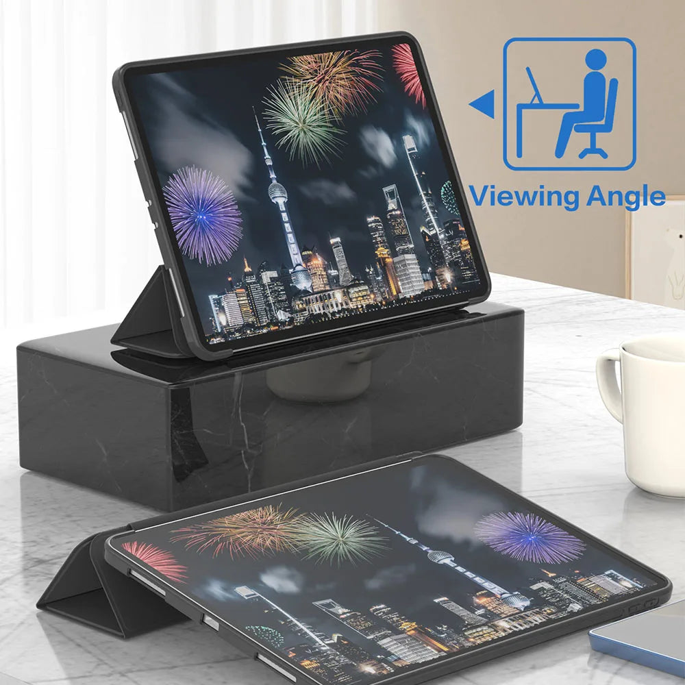 Slim iPad Case Hard Shell Fold Stand – Multi-Gen Compatible Tablet Case Axl
