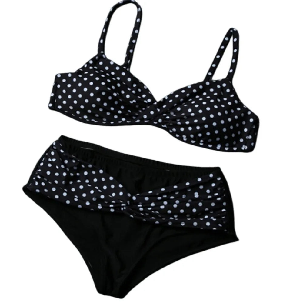 Polka Dot Halter Bikini Set – Deep V Low Waist Women S–5XL Halter Bikini Set Axl 5XL Bust 96cm One Size