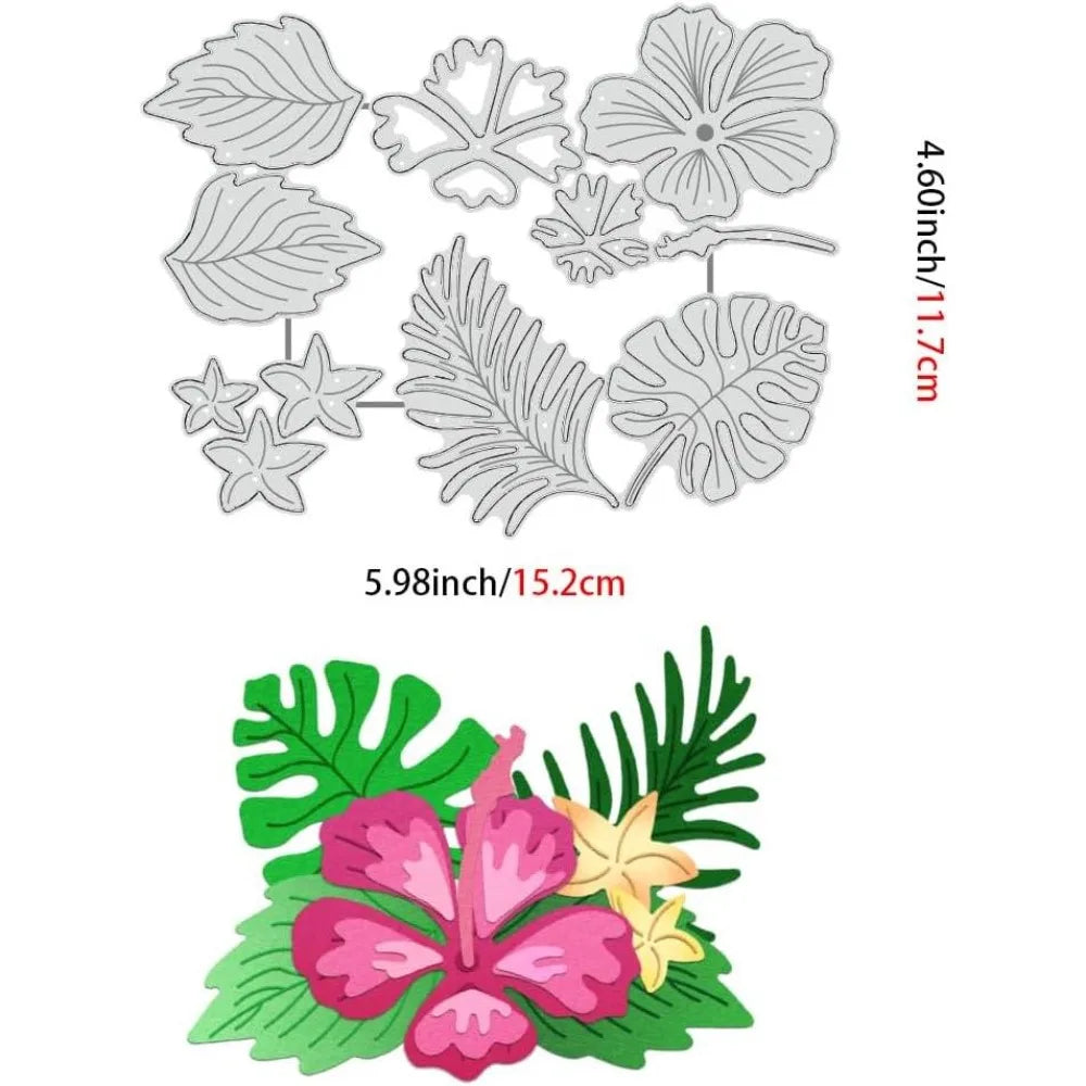 Hibiscus Cutting Dies – Flower & Jungle Leaf Stencils for Crafts Cutting Dies Stencils Axl