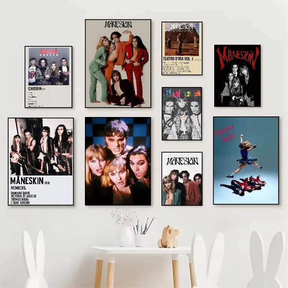 Måneskin Band HD Poster – Self-Adhesive Waterproof Wall Art Music Band Poster Axl