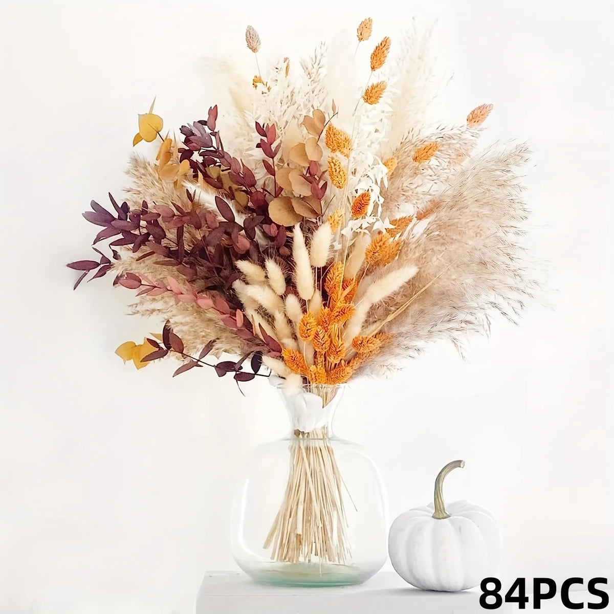 White Gypsophila Pampas Grass Dried Flower Bouquet | Boho Décor Dried Flower Bouquet Axl E