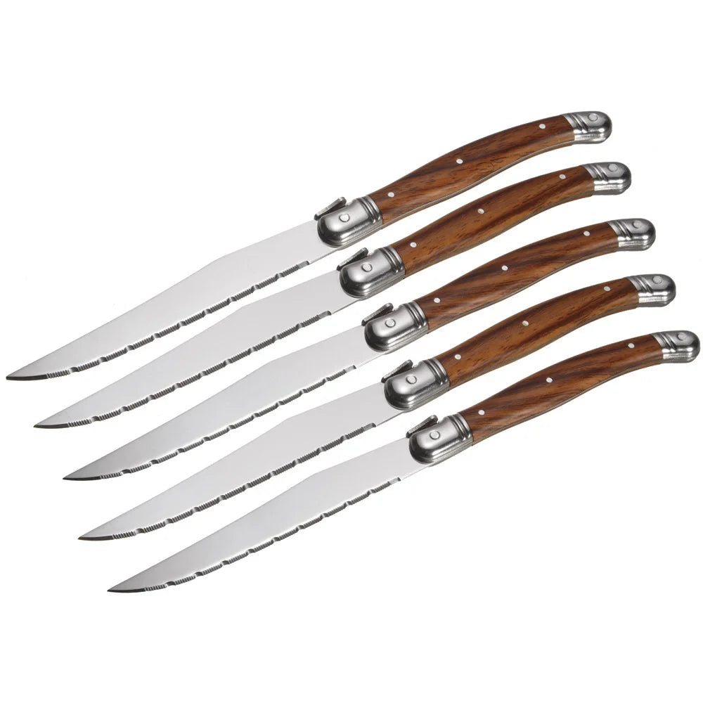 Laguiole Steak Knife Set 1–8 Pcs | Serrated Stainless Steel Steak Knife Set Axl