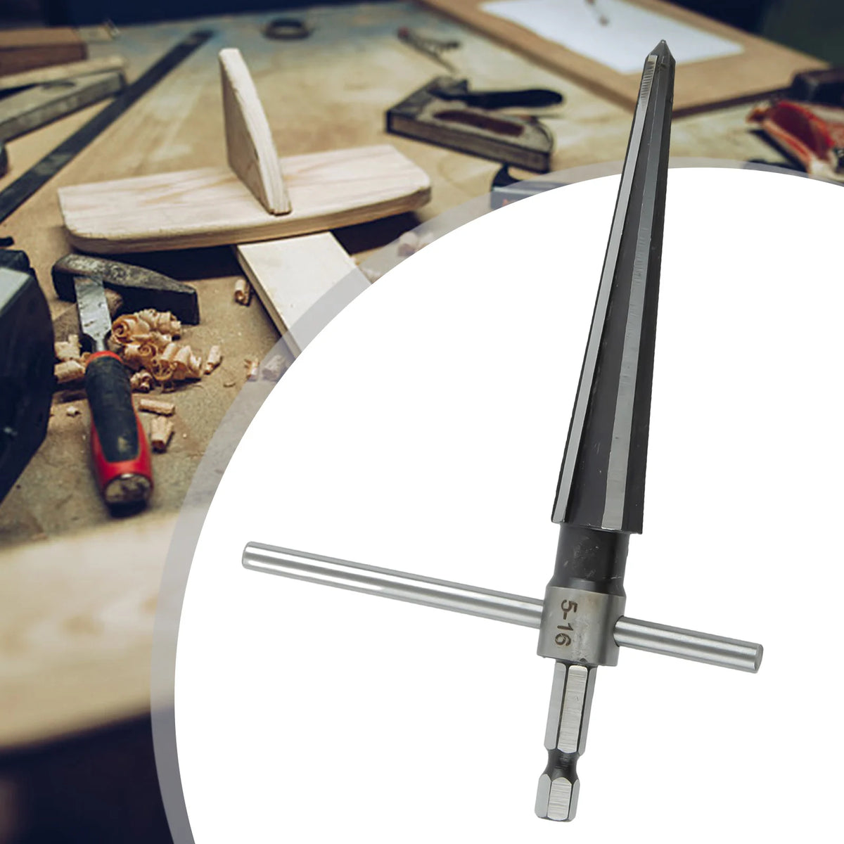 T-Handle Tapered Reamer 5-16mm | 6-Flute Bridge Pin Hole Tool Tapered Hand Reamer Axl