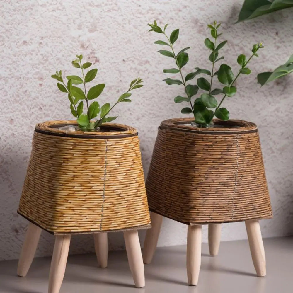 Rattan Woven Flower Pot with Removable Legs | Nordic Plant Stand Woven Plant Stand Axl