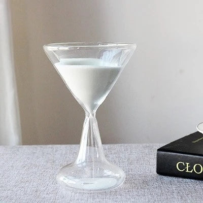Wine Glass Hourglass – 5 Minute Glass Sand Timer Desk Decor Decorative Hourglass Axl White 5min