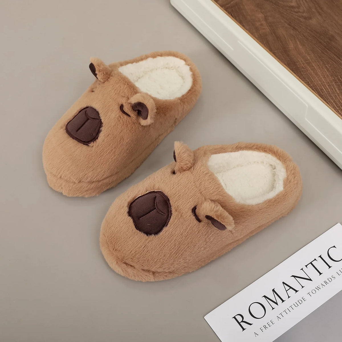Brown Plush Animal Slippers – Soft Non-Slip Indoor House Shoes Indoor Slippers Axl