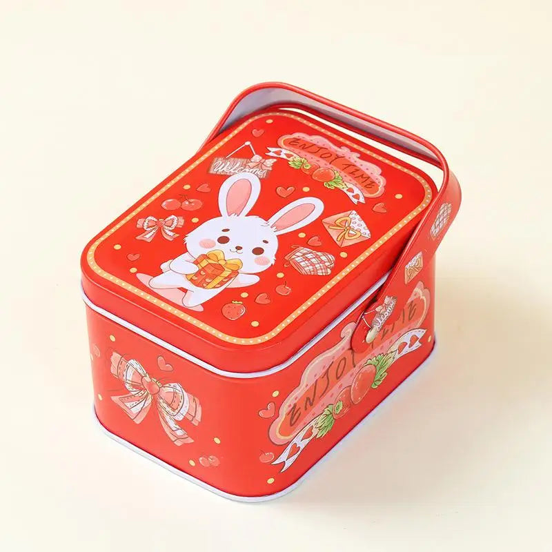 Vintage Tin Candy Box with Handle – Metal Storage Container Tin Storage Box Axl 10.5x8x6.3cm A7