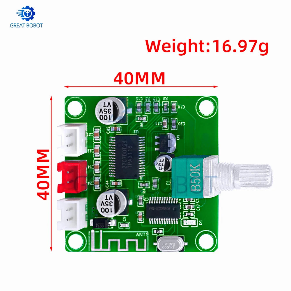 XH-A414 Bluetooth 5.0 Amplifier Board 50W+50W TPA3118D2 DC 12–24V Amplifier Board Module Axl