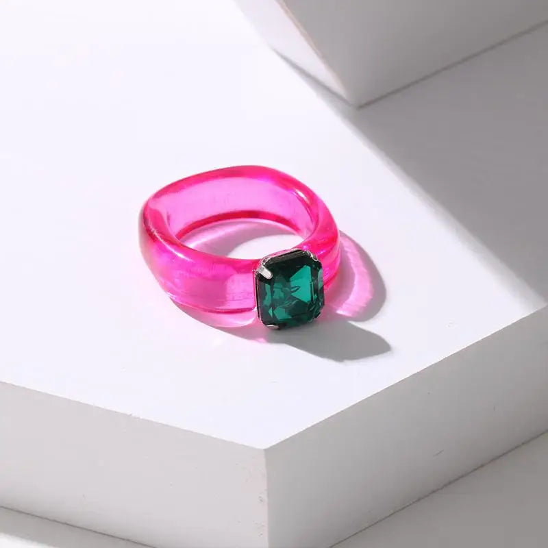 Colorful Zircon Resin Ring – Sweet Fashion Jewelry Gift Fashion Ring Axl one size A9