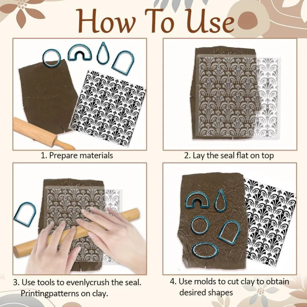Scottish Thistle Polymer Clay Texture Sheet | Floral Stamp Pad Clay Texture Stamp Axl
