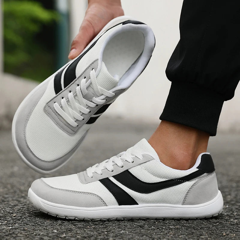 ZULIWAGN Wide Toe Barefoot Sneakers – Breathable Walking Shoes Walking Sneakers Axl White Black 44