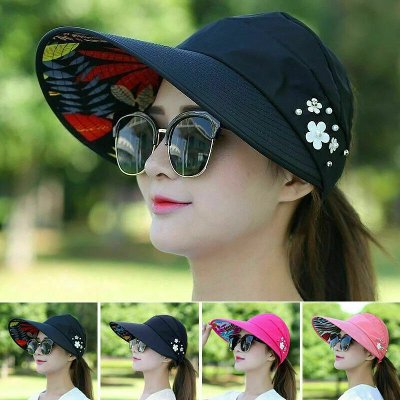 Women's Wide Brim Foldable Sun Hat – UV Protection Beach Cap Wide Brim Sun Hat Axl