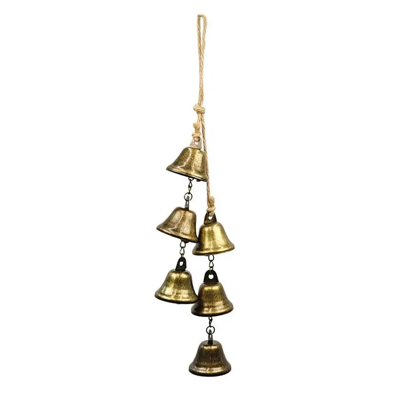 Vintage Brass Hanging Bell – Rustic Cast Iron Wind Chime Hanging Bell Decor Axl