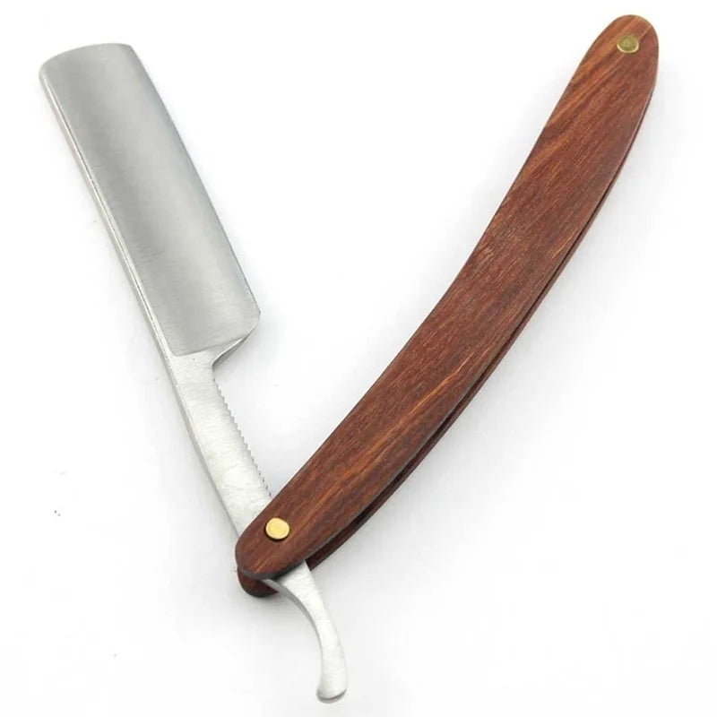 Vintage Folding Straight Razor – Wood Handle Stainless Steel Straight Razor Axl