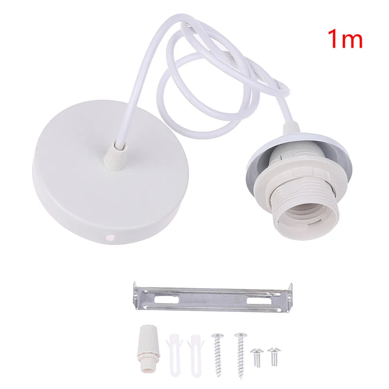 Retro E27 Pendant Lamp Holder Socket with 1m/1.5m Hanging Wire Pendant Lamp Holder Axl 100cm White No plug