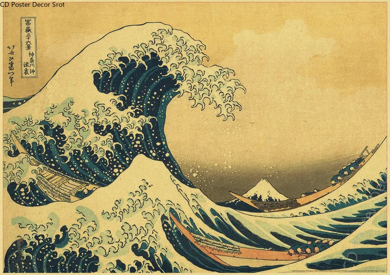 Japanese Landscape Retro Kraft Paper Poster | Vintage Wall Art Decorative Wall Poster Axl