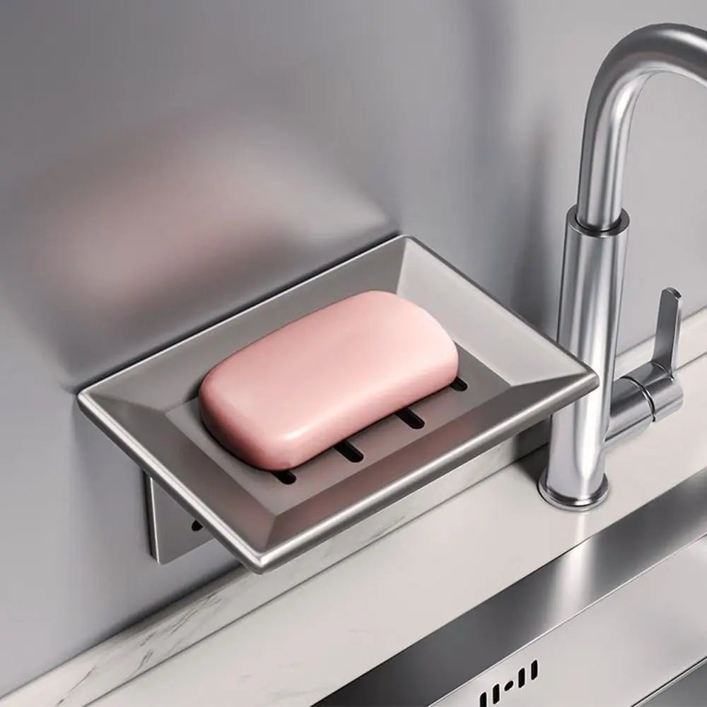 No-Drill Wall Mounted Soap Dish – Space Aluminum Organizer Soap Dish Holder Axl