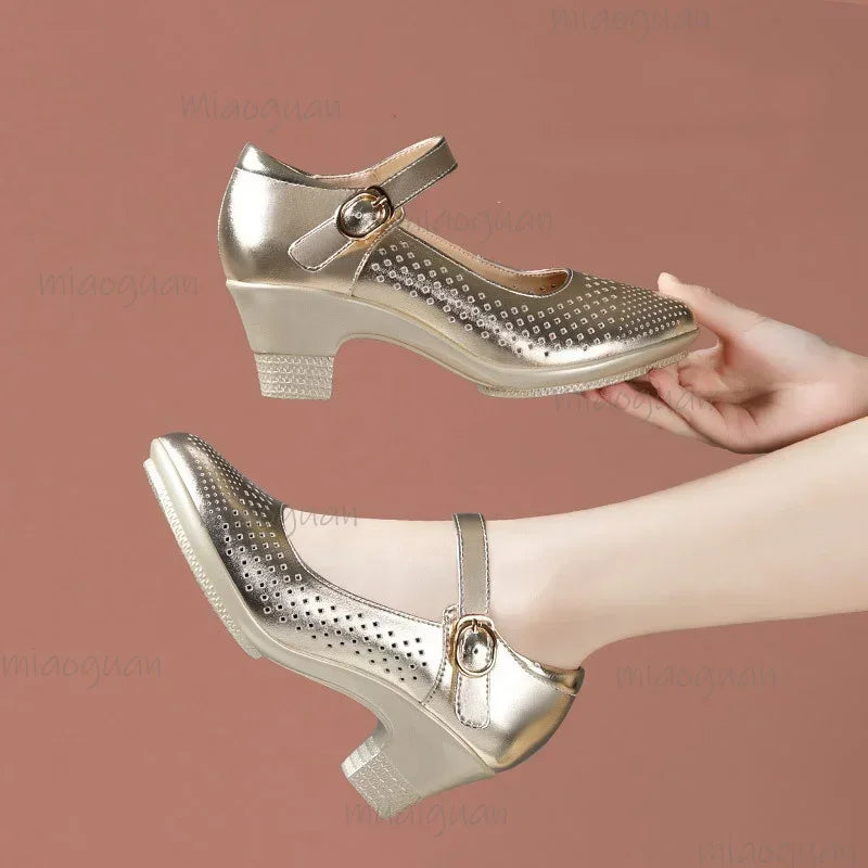 Women's Cutout Block Heel Mary Jane Sandals | Sizes 34–46 Block Heel Sandals Axl