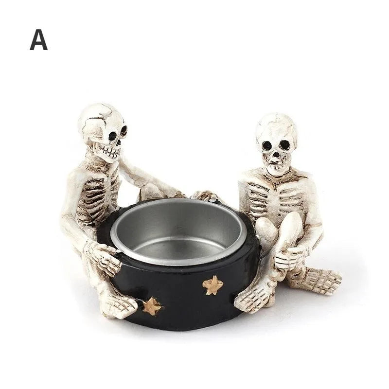 Halloween Skull Candle Holder – Resin Tea Light Cup Decor Skull Candle Holder Axl A