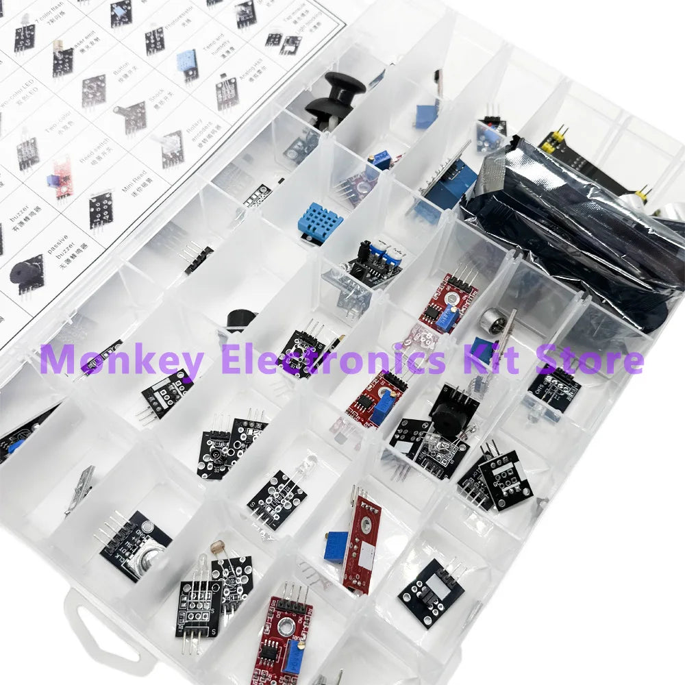 45-in-1 Sensor Modules Starter Kit for Arduino & Raspberry Pi Sensor Modules Kit Axl