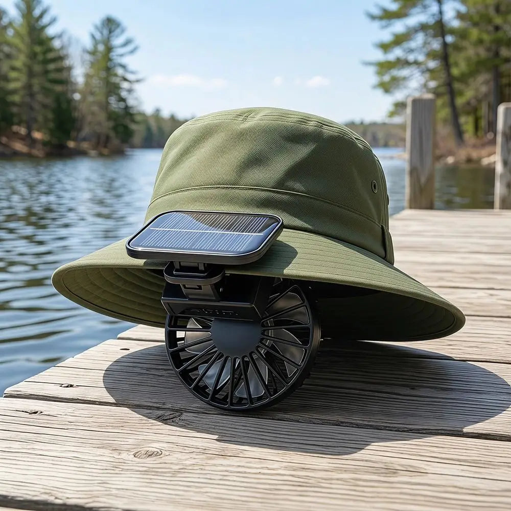 Mini Solar Powered Hat Fan – USB Rechargeable, 3 Speeds Portable Hat Fan Axl