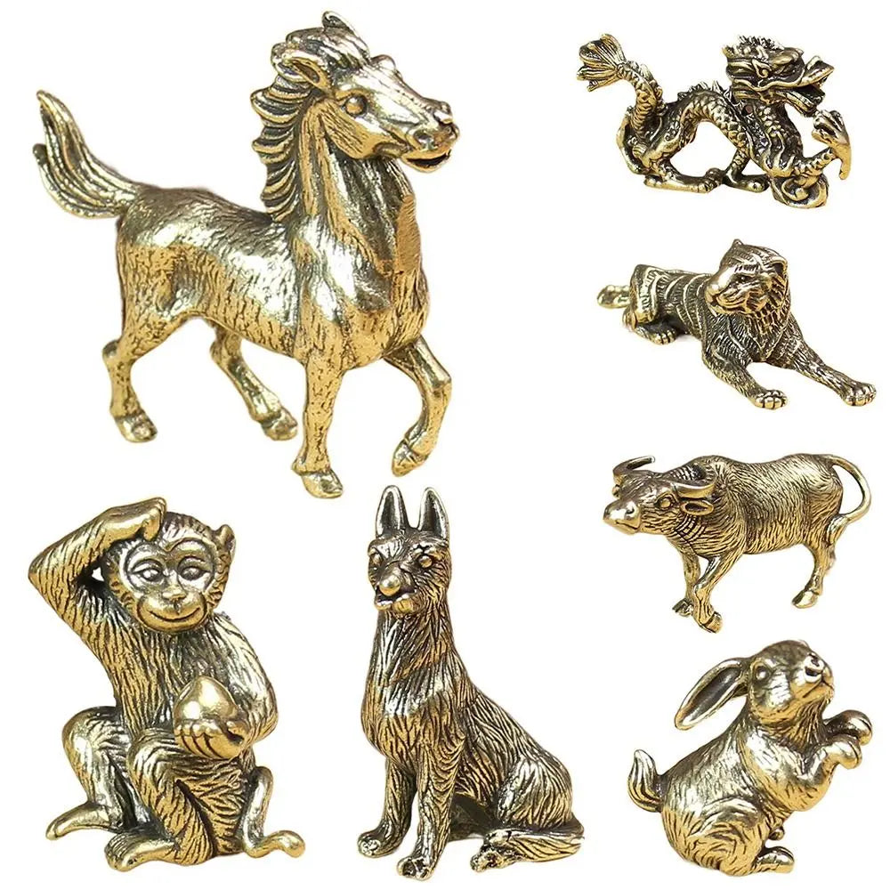 Chinese Zodiac Copper Animal Figurine – Miniature Desk Statue Copper Zodiac Figurine Axl