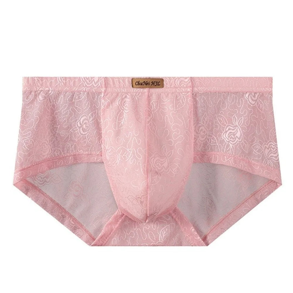 Men's Ice Silk Mesh Briefs – Ultra-Thin Lace Underwear L–4XL Men's Briefs Axl Pink 4XL
