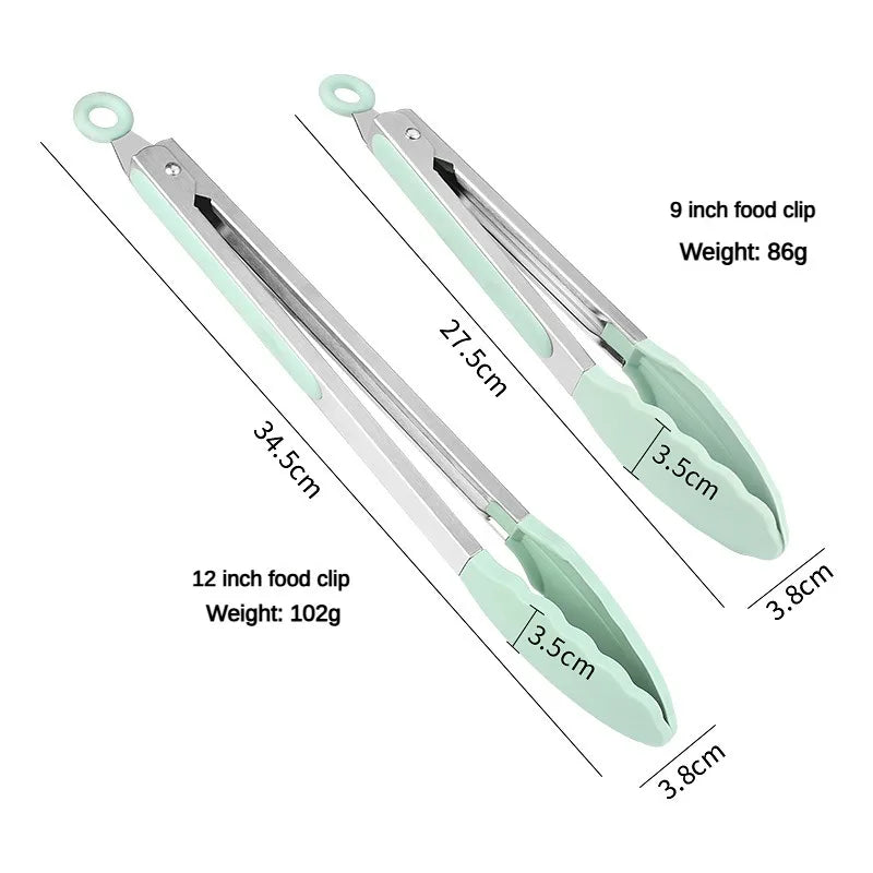 Silicone Food Tongs 9" & 12" – Kitchen, BBQ & Grilling Tongs Kitchen Serving Tongs Axl