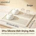 2pc Silicone Dish Drying Mats – Non-Slip & Heat Resistant Dish Drying Mat Axl 2PCS-Beige L