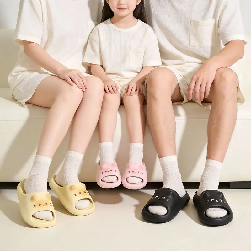Kawaii Cat Family Matching Slippers – Parent & Child Home Slides Family Matching Slippers Axl