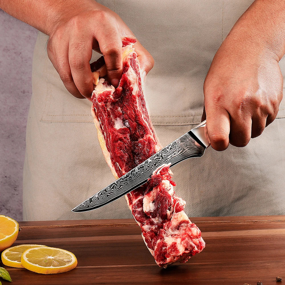 Sunnecko 6" Damascus Boning Knife – 73-Layer VG10 Steel Boning Fillet Knife Axl