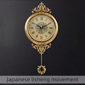 Large Brass Pendulum Wall Clock – Luxury Silent Gold Decor Wall Clock Axl 60.5CM-Metal Roman