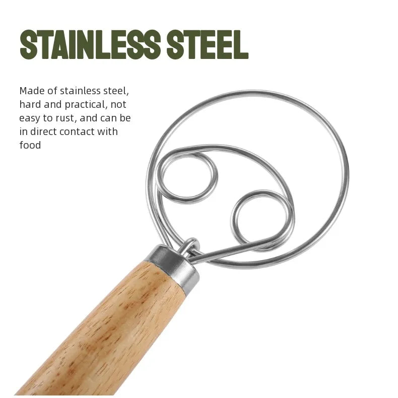 13-Inch Danish Dough Whisk – Stainless Steel & Oak Handle Danish Dough Whisk Axl