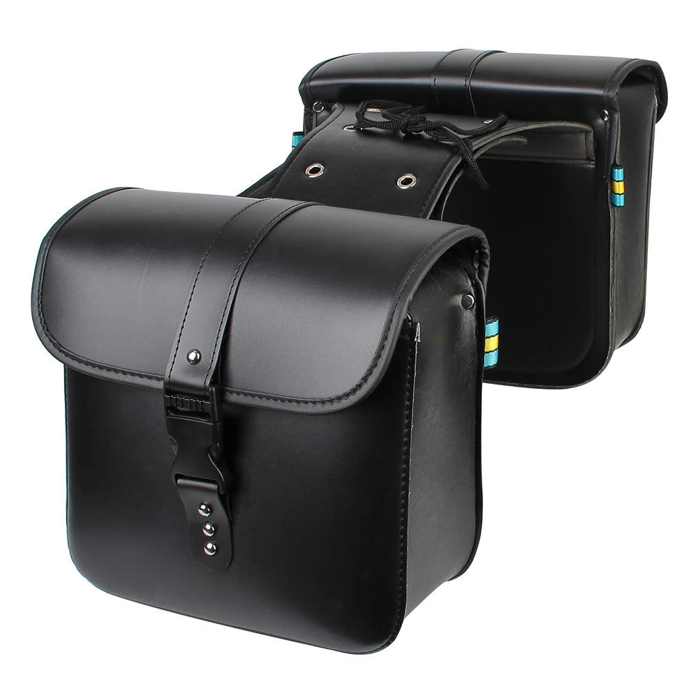 PU Leather Motorcycle Saddle Bags – Universal Side Luggage Pair Motorcycle Saddle Bag Axl black