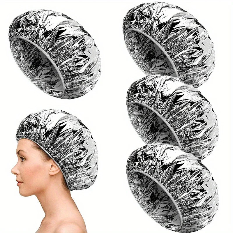 4-Pack Reusable Aluminum Foil Hair Conditioning Caps – All Types Hair Conditioning Cap Axl