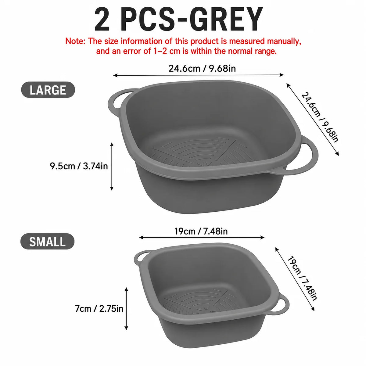 Foldable Silicone Face Basin Set – Ice Plunge & Travel Wash Bowl Silicone Wash Basin Axl 2 PCS -Grey