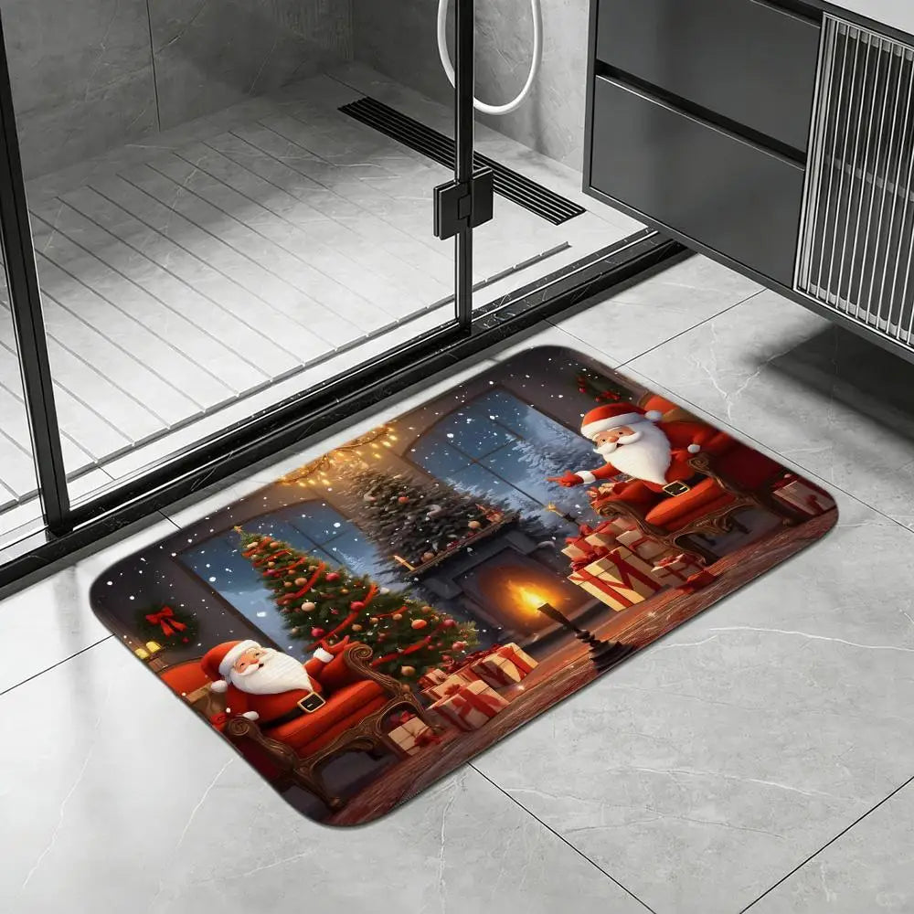 Santa Claus Diatomite Bath Mat – Quick Dry & Non-Slip Diatomite Bath Mat Axl White4 40x60cm