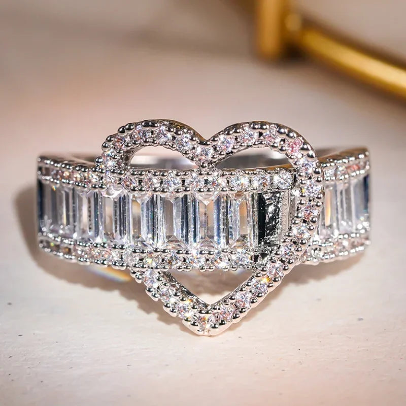 Huitan Cubic Zirconia Wedding Band Ring | Bridal Jewelry Wedding Band Ring Axl T0533 6
