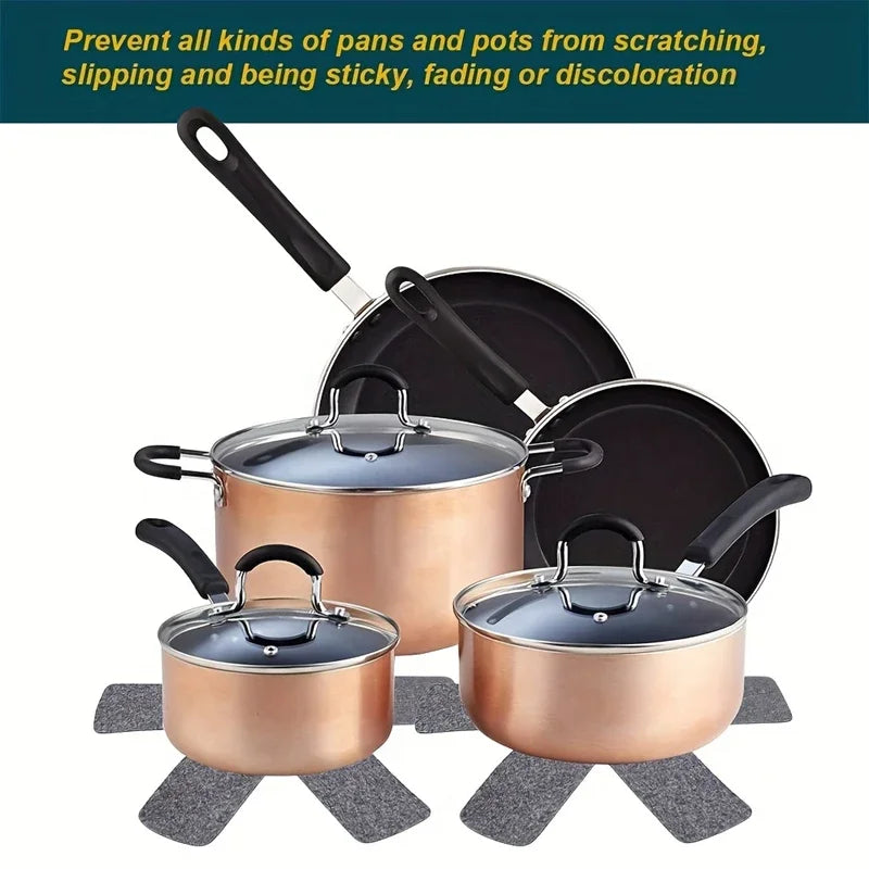 3-Pack Felt Pot & Pan Protector Divider Pads – Non-Scratch Mats Cookware Protector Pads Axl