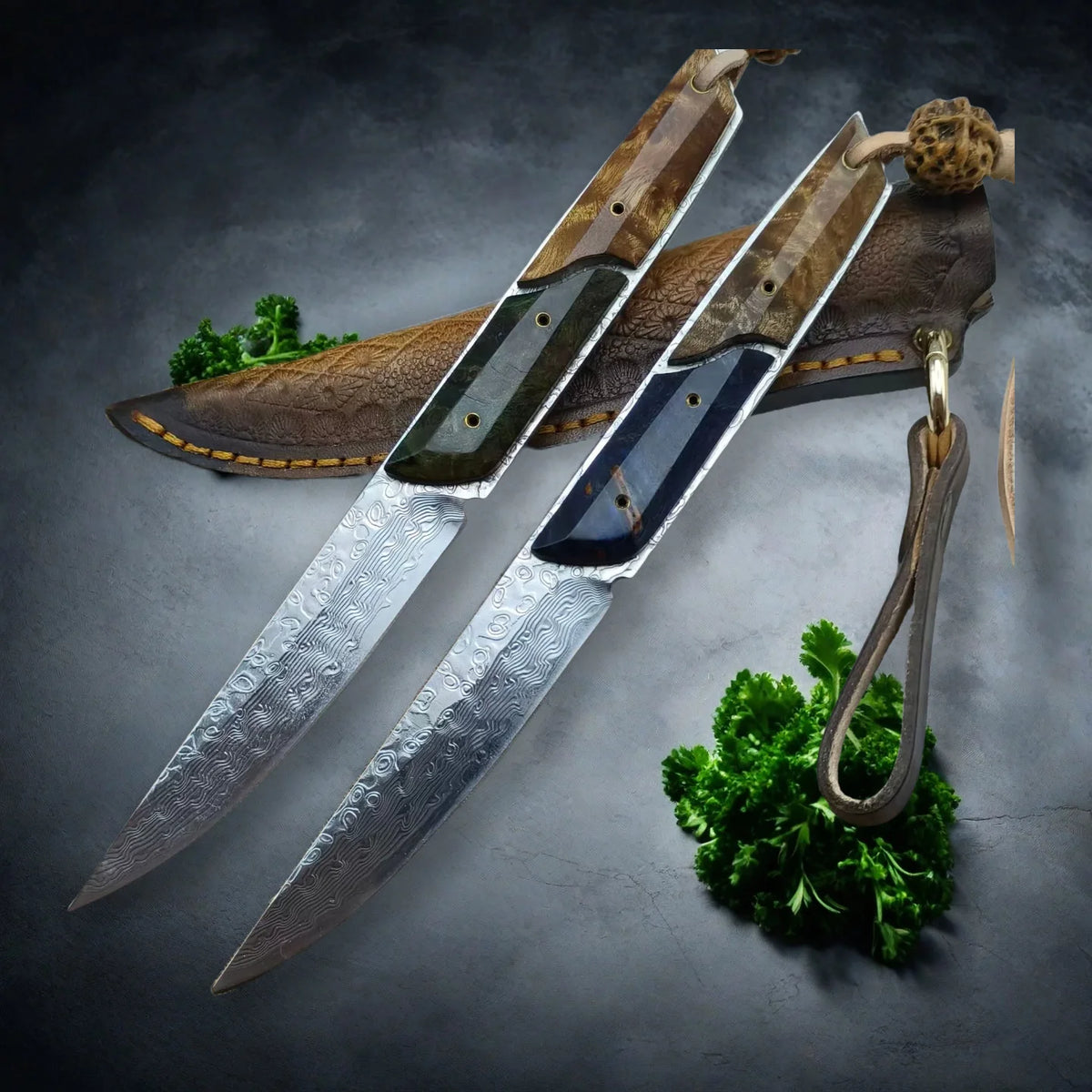 Damascus Steel Fruit Knife – SKD-11 Blade & Wood Handle Damascus Paring Knife Axl