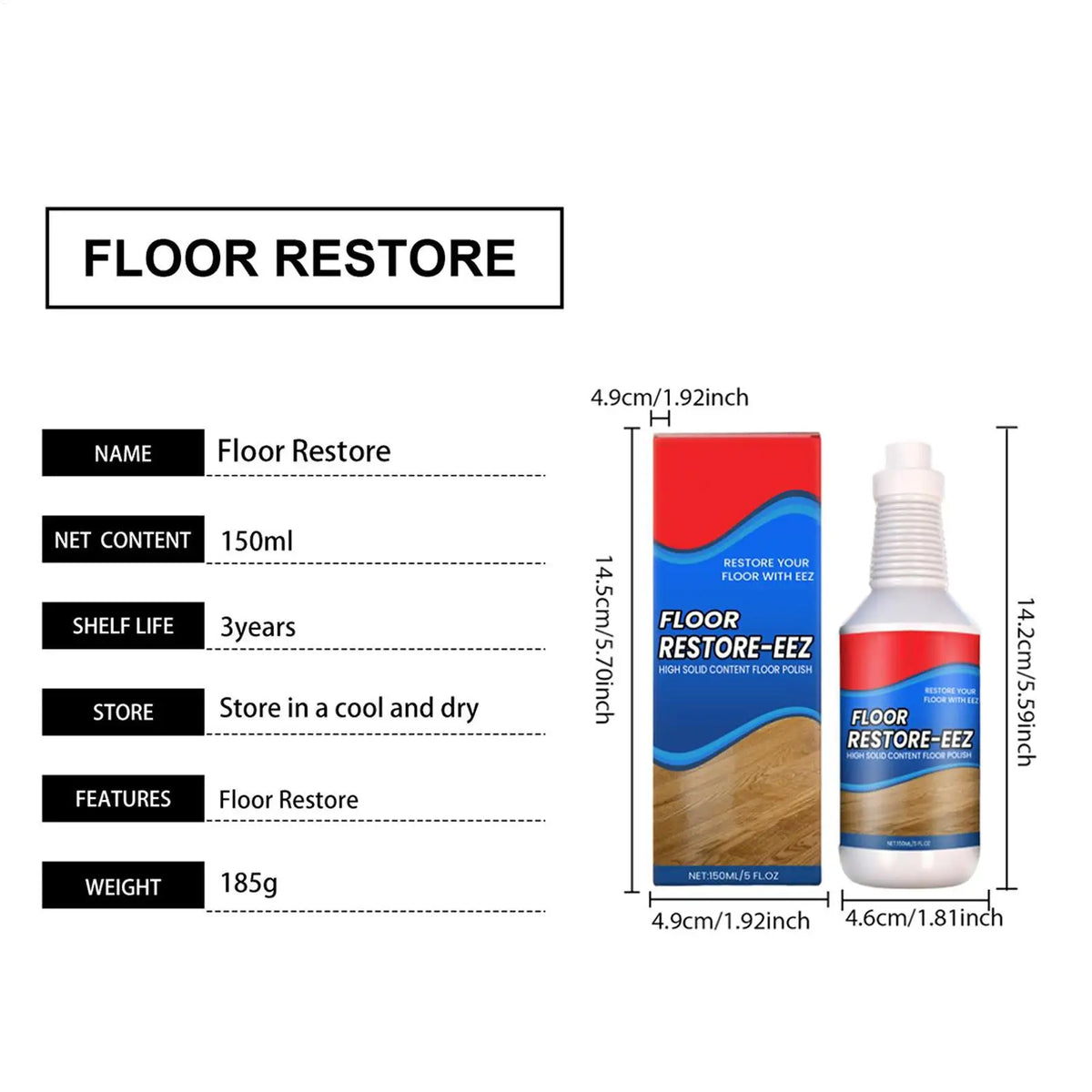 Wood Floor Restore & Polish Solution 150ml | Gloss Renewal Floor Polish Solution Axl