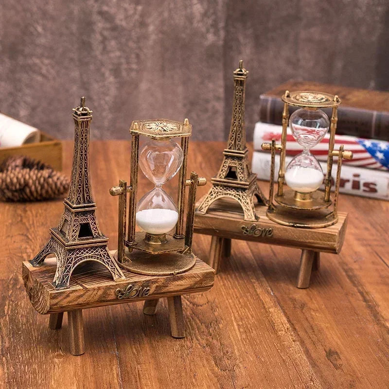 Vintage Metal Hourglass Timer – Retro Bronze Sand Clock Decor Decorative Hourglass Axl
