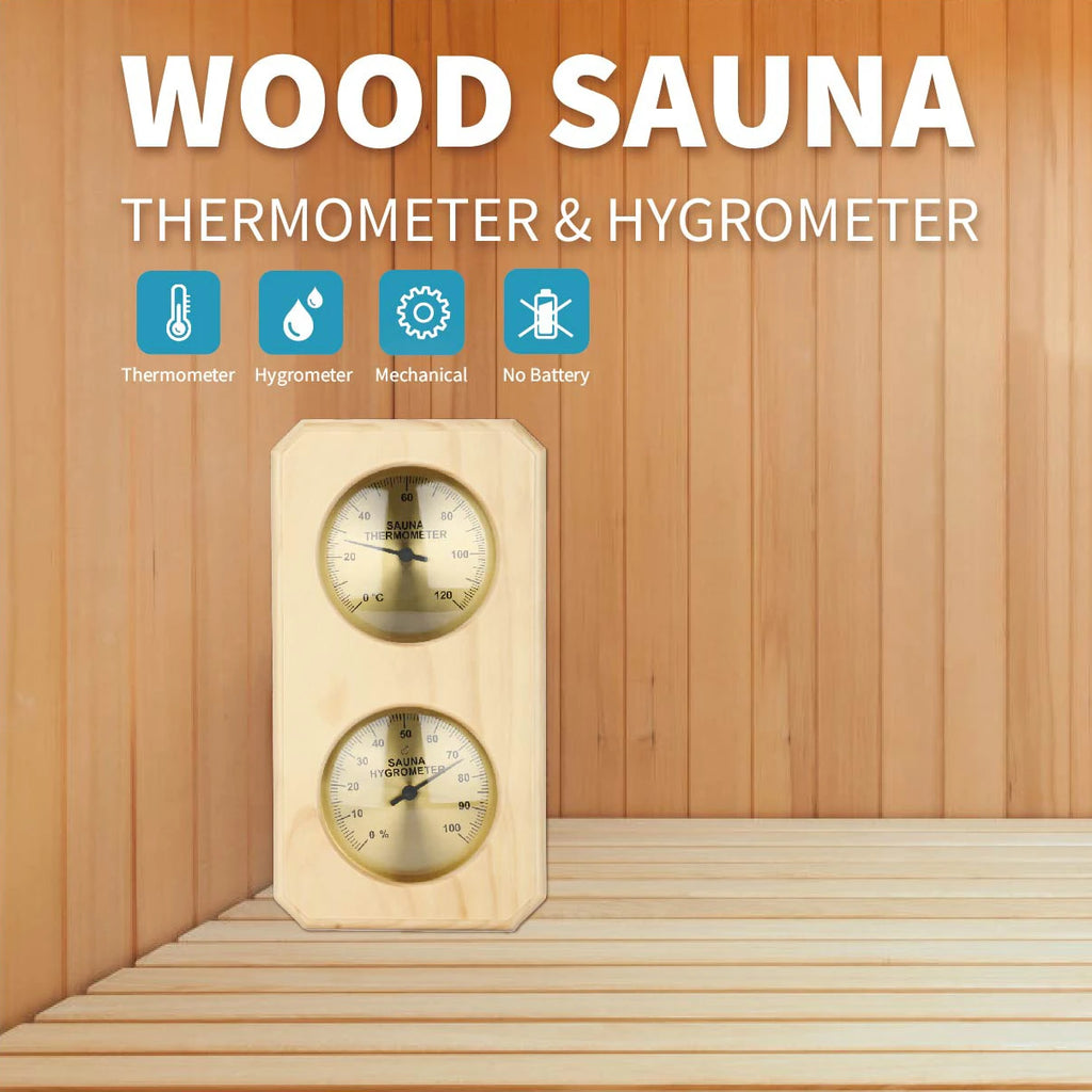 Wood Sauna Thermometer & Hygrometer – Mechanical, No Battery Sauna Thermometer Hygrometer Axl Default Title
