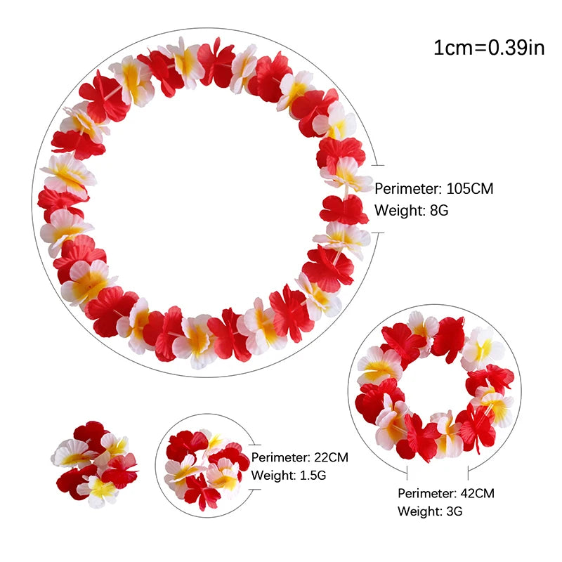 4-Piece Hawaiian Flower Lei Set – Luau Party Accessories Lei Party Accessory Set Axl